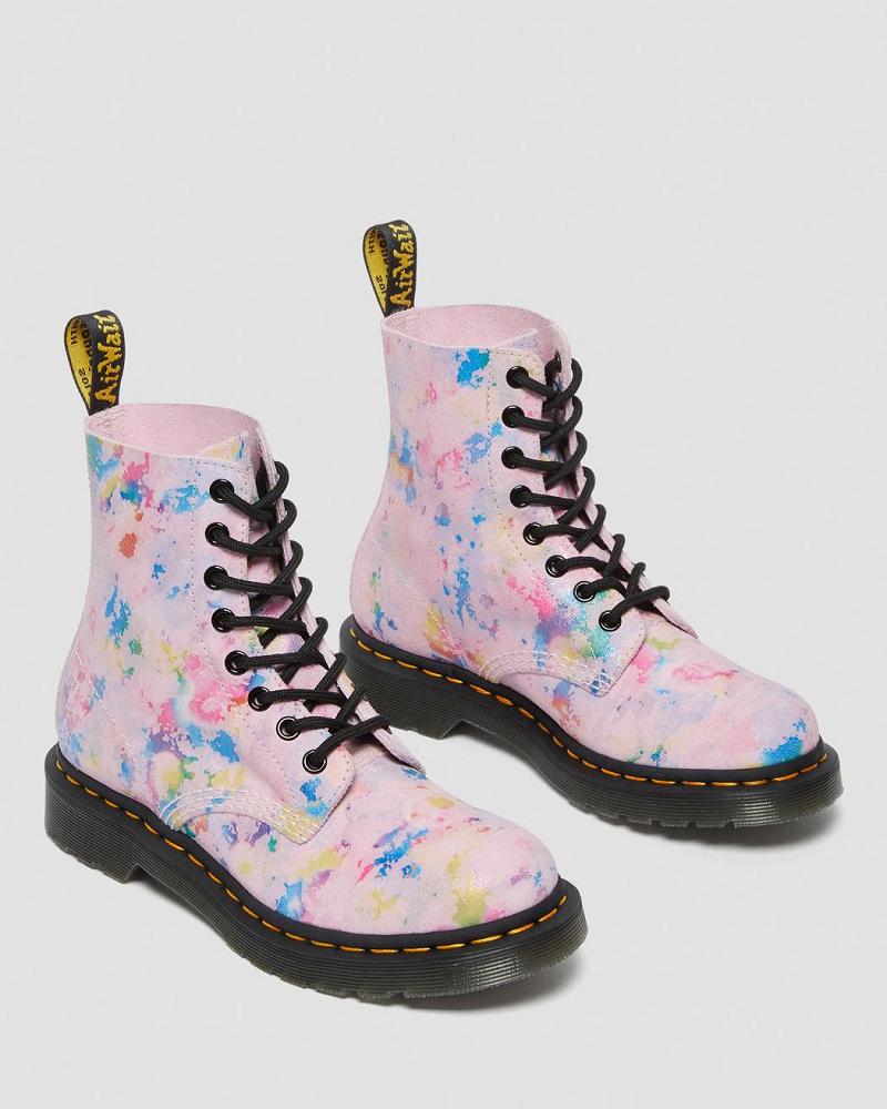 Women's Dr Martens 1460 Pascal Confetti Suede Lace Up Boots Pink | AU 183SGL